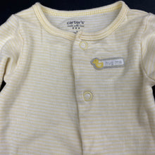 Load image into Gallery viewer, unisex Carters, yellow stripe cotton coverall / romper, GUC, size 0000,  