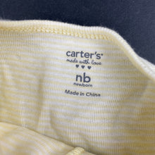 Load image into Gallery viewer, unisex Carters, yellow stripe cotton coverall / romper, GUC, size 0000,  