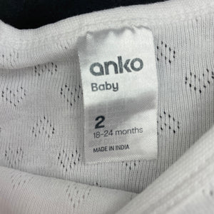 Girls Anko, white pointelle cotton bodysuit / romper, GUC, size 2,  