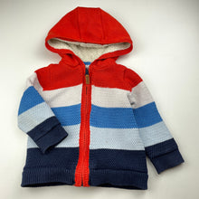 Load image into Gallery viewer, Boys Sprout, thick fleece lined knitted cotton hooded sweater, FUC, size 1,  