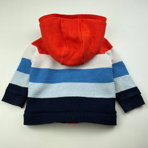 Boys Sprout, thick fleece lined knitted cotton hooded sweater, FUC, size 1,  
