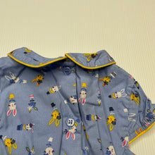 Load image into Gallery viewer, Girls Mothercare, blue cotton dress, rabbits, EUC, size 00, L: 36cm