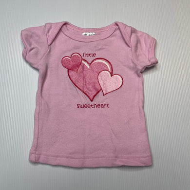 Girls 123, pink cotton t-shirt / top, GUC, size 000,  