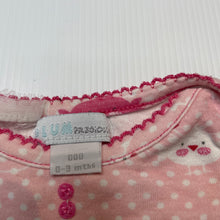 Load image into Gallery viewer, Girls Plum Precious, pink cotton romper, birds, FUC, size 000,  