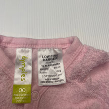 Load image into Gallery viewer, Girls Dymples, pink terry coverall / romper, FUC, size 00,  