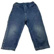 Load image into Gallery viewer, Boys blue, stretch denim pants, elasticated, Inside leg: 31.5cm, FUC, size 3,  