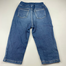 Load image into Gallery viewer, Boys blue, stretch denim pants, elasticated, Inside leg: 31.5cm, FUC, size 3,  