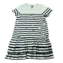 Load image into Gallery viewer, Girls Petit Bateau, navy &amp; white stripe cotton dress, FUC, size 3, L: 47cm