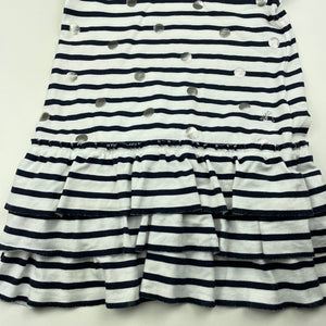 Girls Petit Bateau, navy & white stripe cotton dress, FUC, size 3, L: 47cm