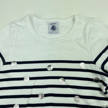 Load image into Gallery viewer, Girls Petit Bateau, navy &amp; white stripe cotton dress, FUC, size 3, L: 47cm