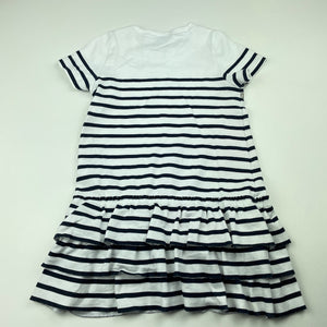 Girls Petit Bateau, navy & white stripe cotton dress, FUC, size 3, L: 47cm