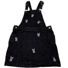 Load image into Gallery viewer, Girls Disney, Minnie Mouse embroidered denim overalls dress / pinafore, EUC, size 6, L: 60cm