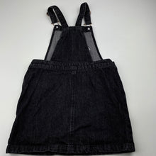 Load image into Gallery viewer, Girls Disney, Minnie Mouse embroidered denim overalls dress / pinafore, EUC, size 6, L: 60cm