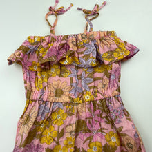 Load image into Gallery viewer, Girls Cotton On, floral metallic stripe jumpsuit, EUC, size 2,  