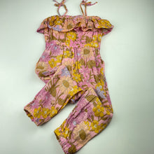 Load image into Gallery viewer, Girls Cotton On, floral metallic stripe jumpsuit, EUC, size 2,  