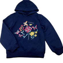Load image into Gallery viewer, Girls Emerson, navy floral fleece lined hoodie sweater, GUC, size 7,  