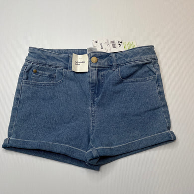 Girls Anko, blue stretch denim jean shorts, adjustable, NEW, size 8,  