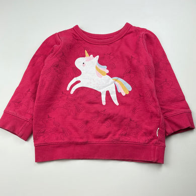 Girls Sprout, fleece lined cotton sweater / jumper, unicorns, FUC, size 2,  