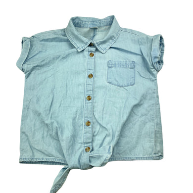 Girls Anko, chambray cotton tie front shirt, light mark, FUC, size 6,  