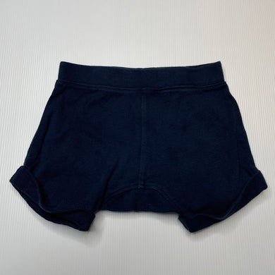 unisex Anko, navy soft cotton shorts, elasticated, GUC, size 0,  