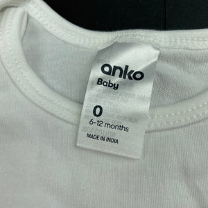 unisex Anko, soft cotton bodysuit / romper, EUC, size 0,  