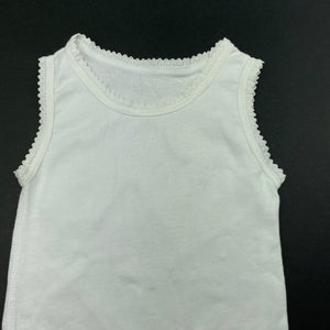 unisex Marquise, white cotton singlet top, FUC, size 000,  