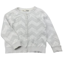 Load image into Gallery viewer, Girls Cotton On, white &amp; silver metallic knit cardigan, FUC, size 3,  