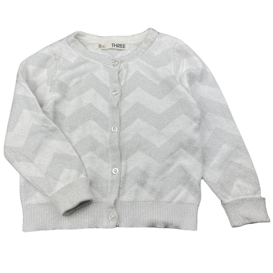 Girls Cotton On, white & silver metallic knit cardigan, FUC, size 3,  