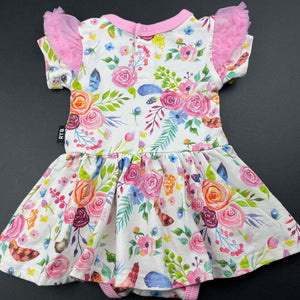 Girls Rock Your Baby, colourful floral romper dress, EUC, size 00, L: 32cm