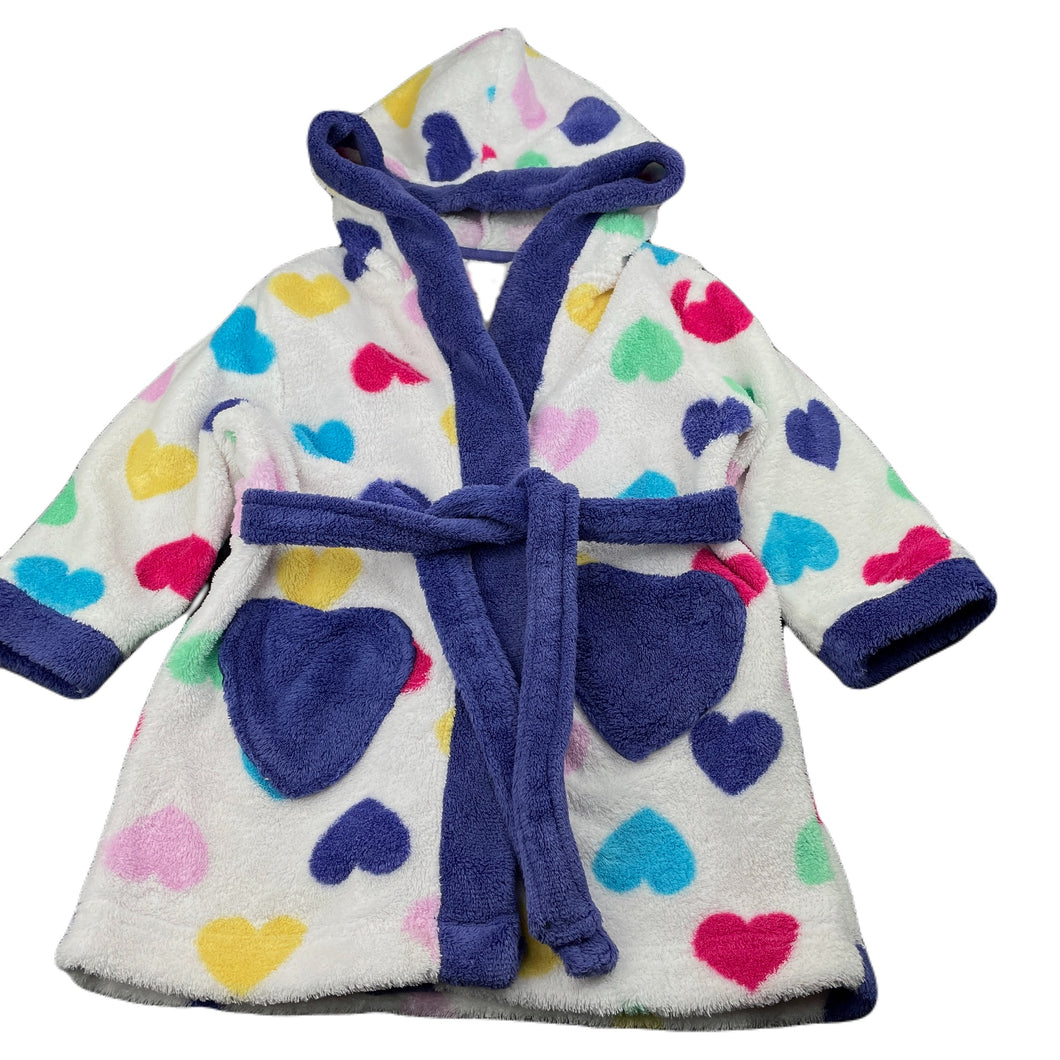 Girls Tweet Twoo, fleece dressing gown / bath robe, L: 47cm, GUC, size 1,  