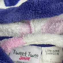 Load image into Gallery viewer, Girls Tweet Twoo, fleece dressing gown / bath robe, L: 47cm, GUC, size 1,  