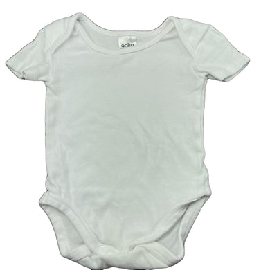 unisex Anko, white cotton bodysuit / romper, GUC, size 00,  