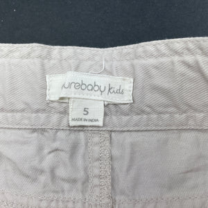 Girls purebaby, lightweight organic cotton shorts, adjustable, light mark front waist, FUC, size 5,  