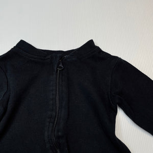 unisex Anko, black cotton zip coverall / romper, FUC, size 00,  
