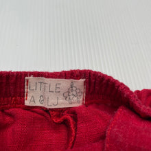 Load image into Gallery viewer, unisex LITTLE A &amp; LJ, red cotton romper, wash fade, FUC, size 000,  