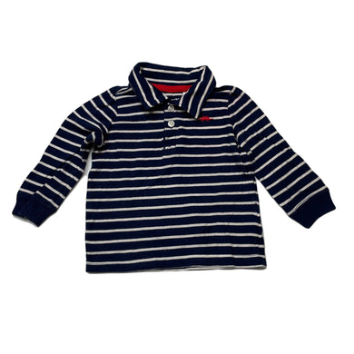 Boys Carters, navy & white stripe long sleeve polo top, GUC, size 0,  