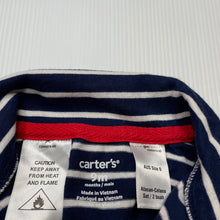 Load image into Gallery viewer, Boys Carters, navy &amp; white stripe long sleeve polo top, GUC, size 0,  