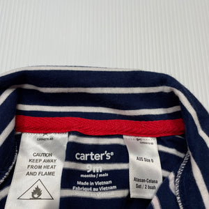 Boys Carters, navy & white stripe long sleeve polo top, GUC, size 0,  