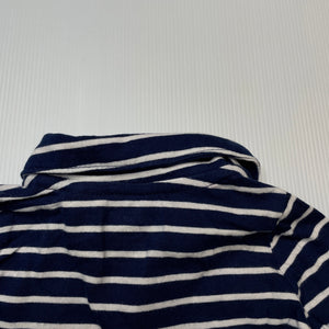 Boys Carters, navy & white stripe long sleeve polo top, GUC, size 0,  