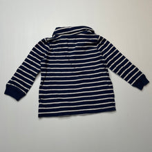 Load image into Gallery viewer, Boys Carters, navy &amp; white stripe long sleeve polo top, GUC, size 0,  