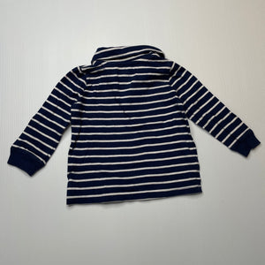 Boys Carters, navy & white stripe long sleeve polo top, GUC, size 0,  