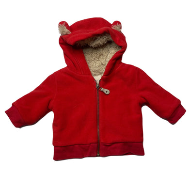 Boys Paula Cahen D'Anvers, faux fur lined fleece hooded jacket, GUC, size 000,  