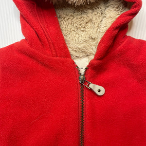 Boys Paula Cahen D'Anvers, faux fur lined fleece hooded jacket, GUC, size 000,  