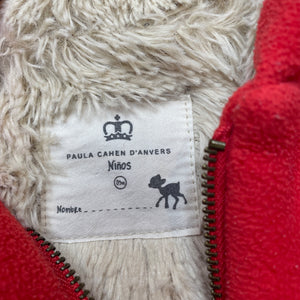 Boys Paula Cahen D'Anvers, faux fur lined fleece hooded jacket, GUC, size 000,  