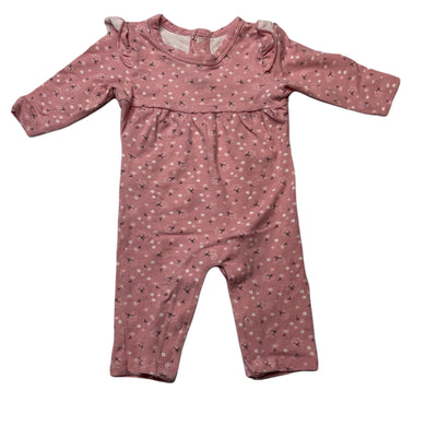 Girls Bilbi, pink floral romper, EUC, size 0000,  