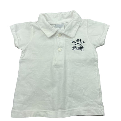 Boys Bb Cheeky, white cotton polo shirt top, GUC, size 0,  