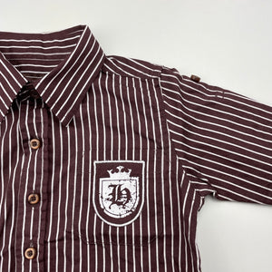 Boys Cotton On, brown & white stripe cotton long sleeve shirt, GUC, size 0,  
