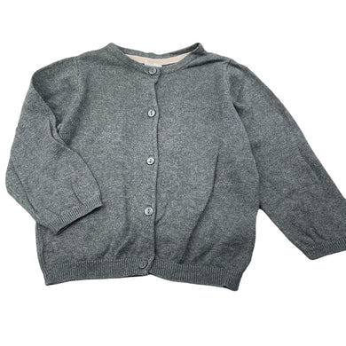 Girls H&M, grey knitted cotton cardigan, GUC, size 1,  