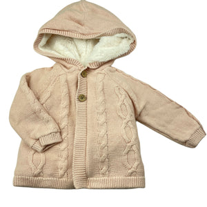 Baby fur hood on sale cardigan