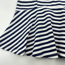 Load image into Gallery viewer, Girls Seed, navy &amp; white stripe dress, light mark front skirt, FUC, size 6-7, L: 57cm